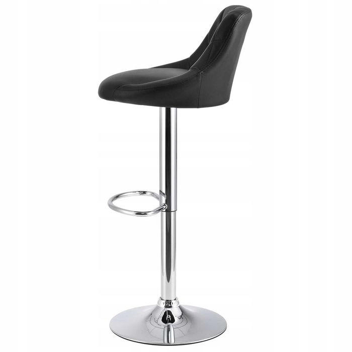 HOKER krzesło barowe pikowane skórzane czarne