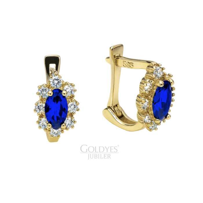 Złote kolczyki dziecięce z cyrkoniami próba złota 585