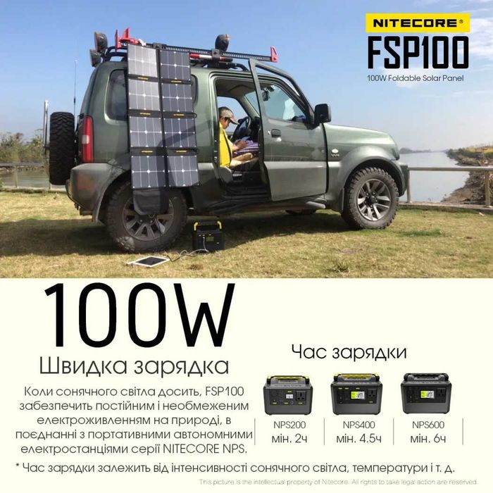 Nitecore FSP100 Портативна Сонячна Панель 100W | ОФ. ГАРАНТІЯ 2 РОКИ!