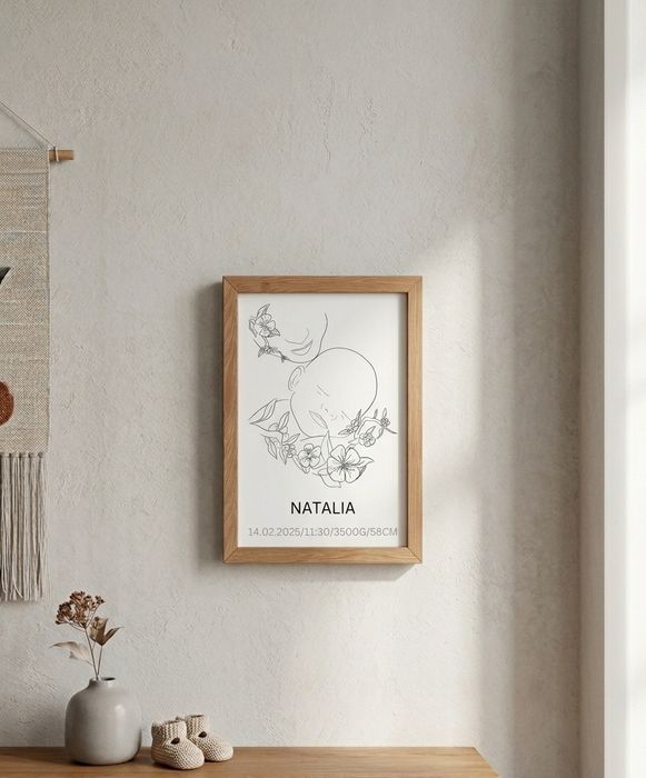 Metryczka urodzenia dziecka A4 z ramką