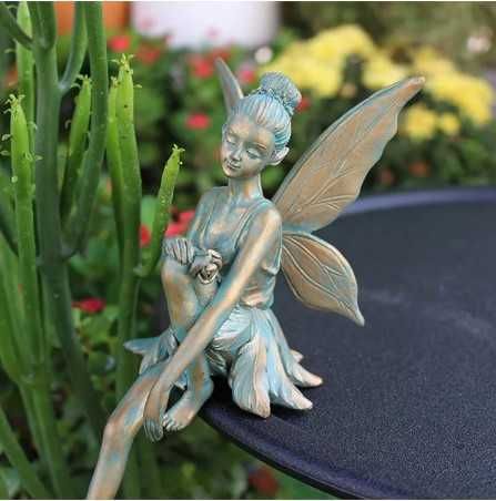 Фігурка Фея бронзово-зелена — декор для саду, балкона, тераси