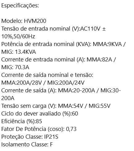 D45-Máquina soldar 3 em 1 200A MIG (sem gás) MMA ARC TIG (com gás)