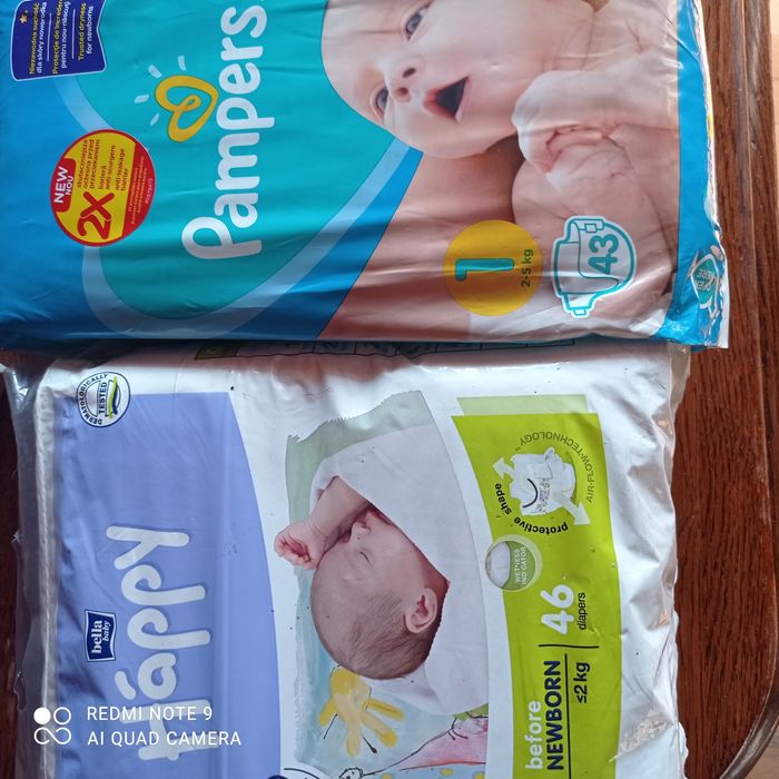 Pieluchy dla noworodka rozmiar 0  i 1  + Gratisy