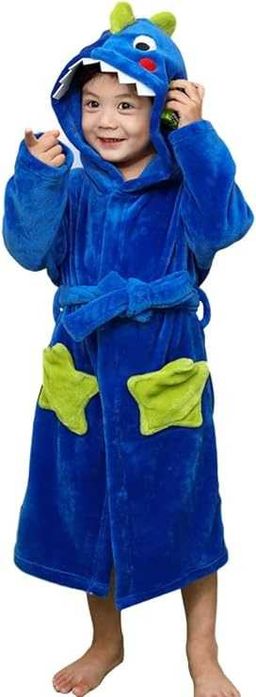 Nowy szlafrok dziecięcy / dinozaur/ kaptur / niebieski / 3-5lat !2372!