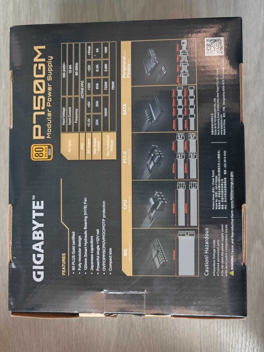 Fonte de Alimentação Modular Gigabyte P750GM 750W 80PLUS Gold