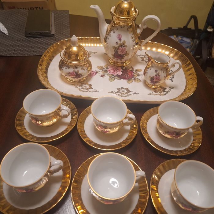 Serwis kawowy Bavaria 24 karat gold