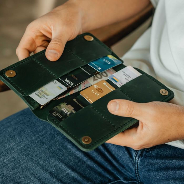 Чоловіче портмоне шкіряне Longer зелене