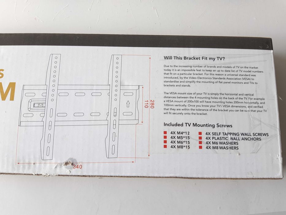 Uchwyt ścienny na telewizor TV 15-42 cali Do 40kg Płaski Uniwersalny