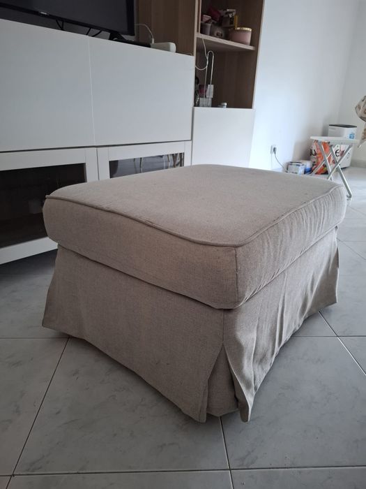 Sofá 3 lugares + Repousa-pés c/arrumação, Kilanda bege EKTORP