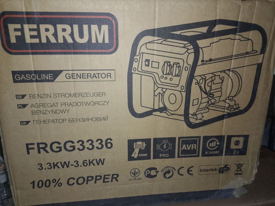 Генератор бензиновий FERRUM 3,6 кВт, FR GG 3336.  Новий.