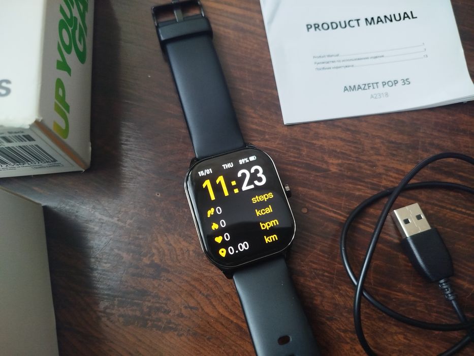 Смарт-годинник Amazfit POP 3S (A2318) | Повний комплект | Захисна плів