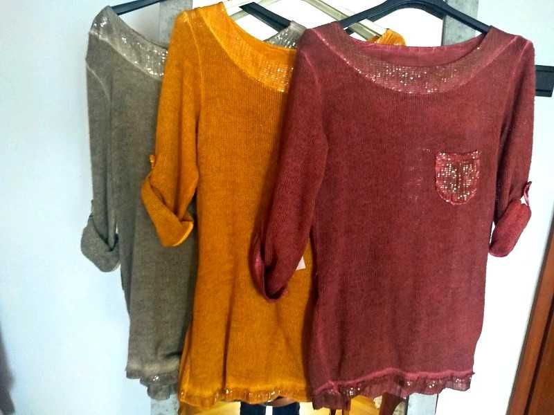 Sweterek włoski długi bordo 100 % moher rozm 36 38