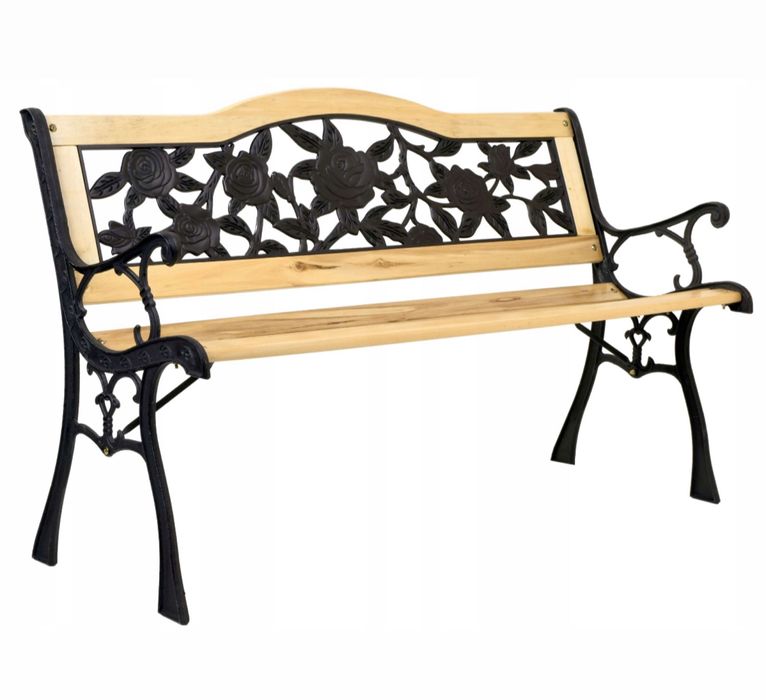 Ławka Ogrodowa Parkowa Drewniana Żeliwna 120 cm na Taras Ogród Mocna