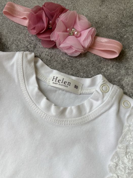 Elegancki zestaw dla dziewczynki r. 80 chrzciny roczek komunia wesele