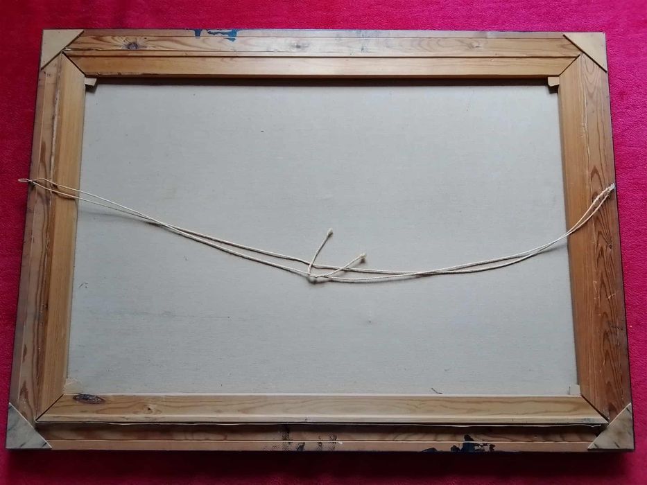 Stary obraz na płótnie sygnowany sarny