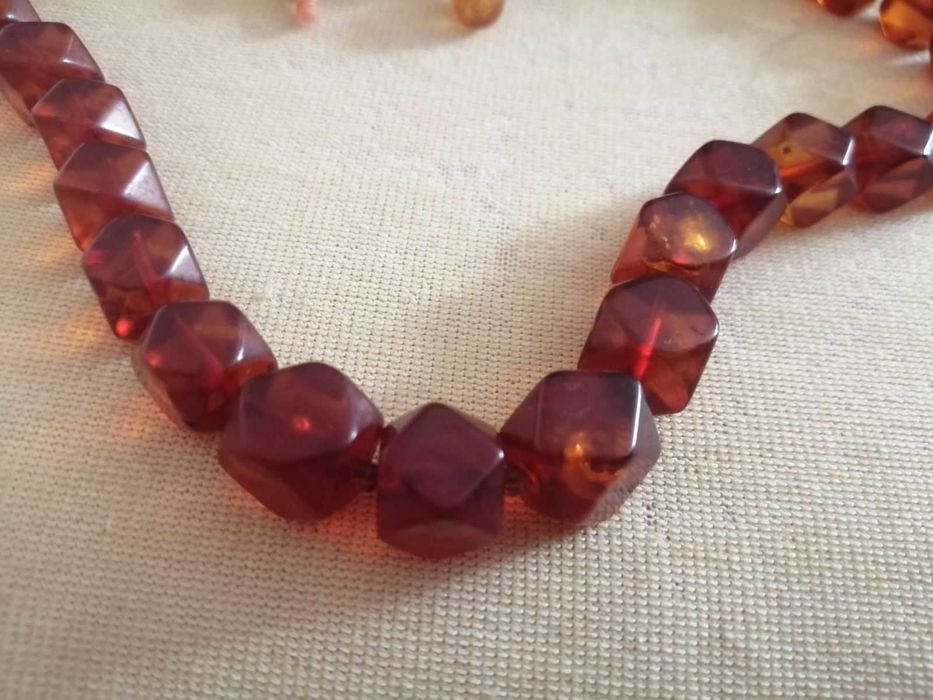 Кольє намисто бусы бурштин янтарь гранований