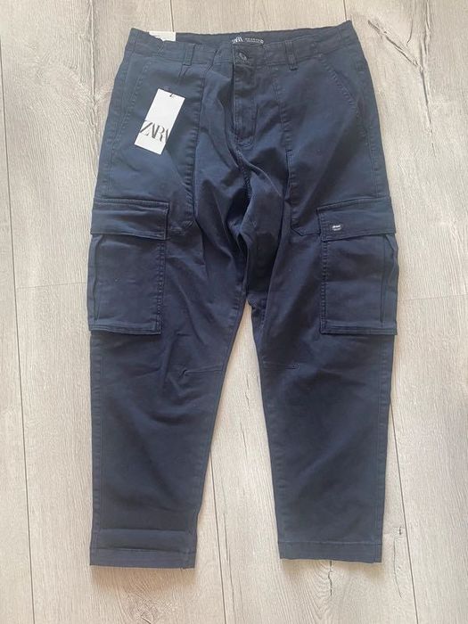 Bojówki męskie , cargo spodnie granatowe M/L zara