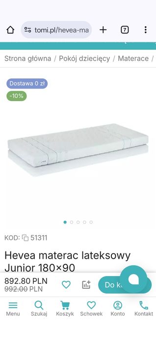 Materac lateksowy 90x180