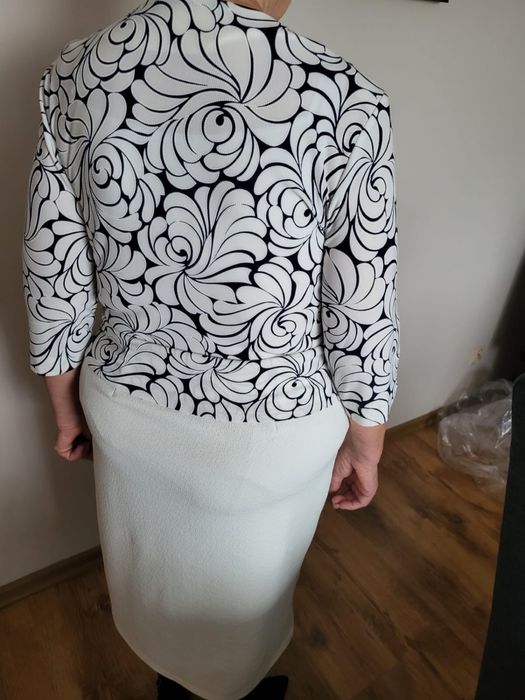 Sukienka midi maxi wzór print komunia wesele impreza 46 kwiaty