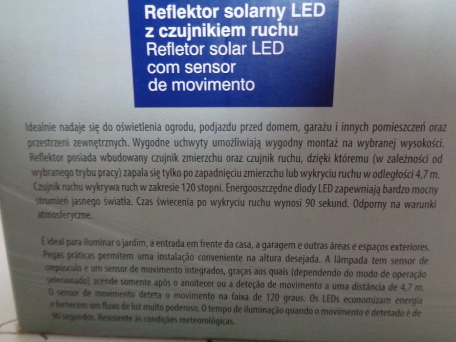 Reflektor solarny LED z czujnikiem ruchu i zmierzchu