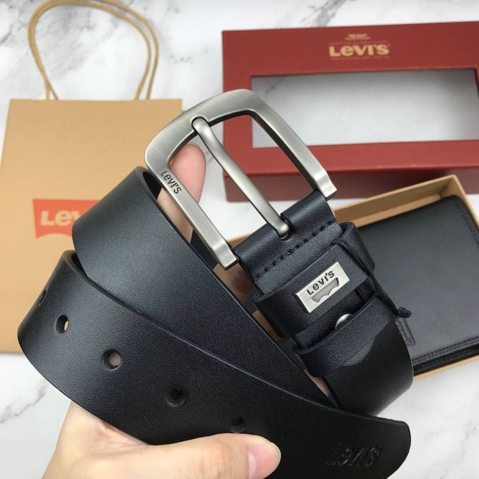 Чоловічий ремінь та гаманець набір levise ремень и кошелек