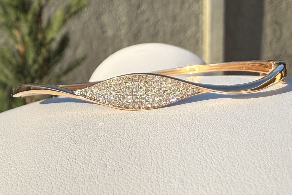 Браслет з діамантами 0,28 Сертифікат, вага 7,72 гр рожеве золото