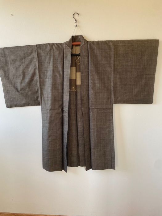 Haori jedwabne japońskie męskie kimono brązowe