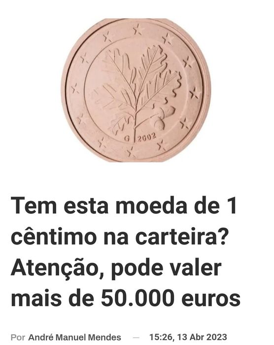 Moedas de 2€ e 1 cent raras e valiosas: franca / alemanha/ Grécia etc.