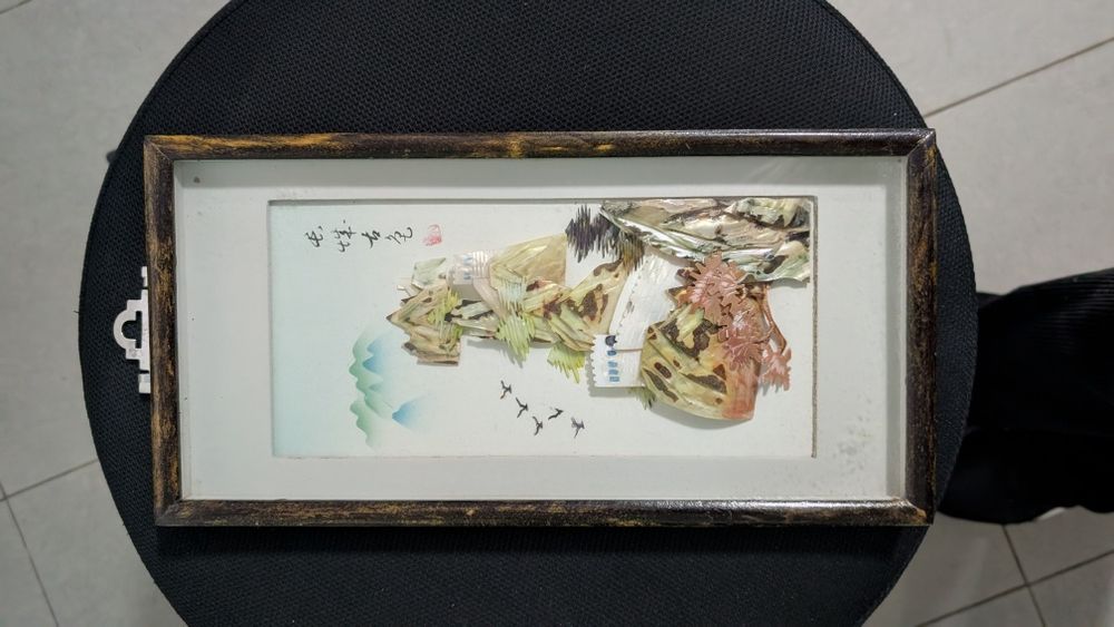 Quadro antigo de conchas japonês