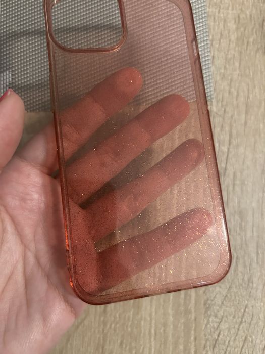 Etui przezroczyste brokatowe silikonowe różowe Iphone 14