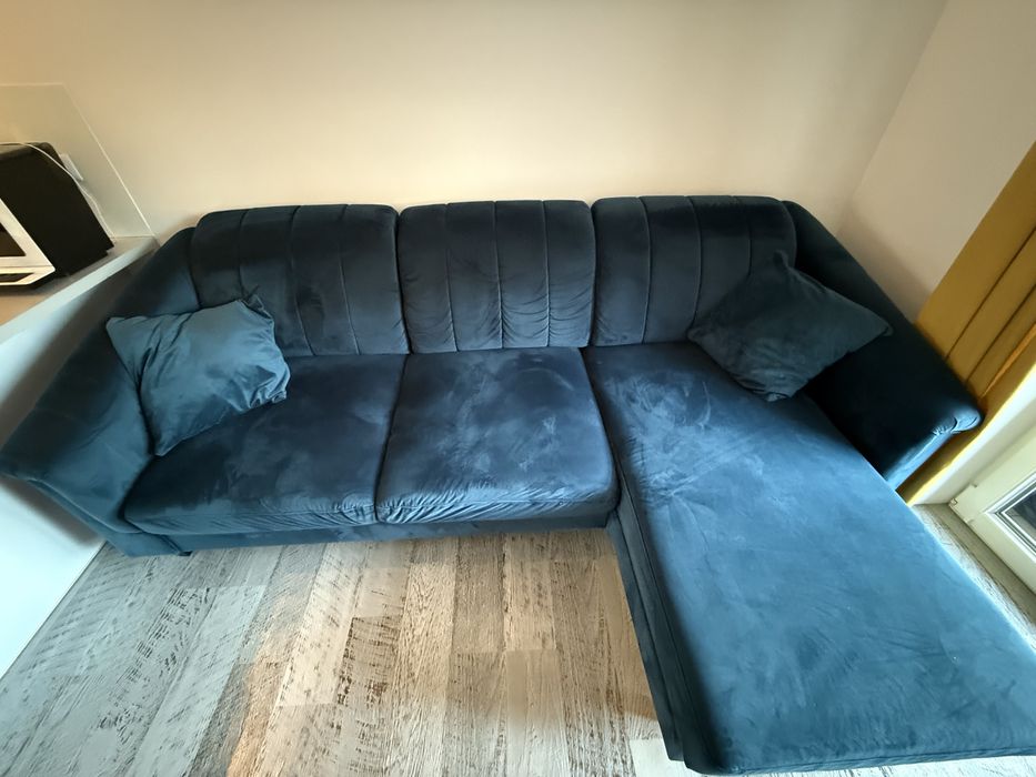 Narożnik agat meble granatowy welur