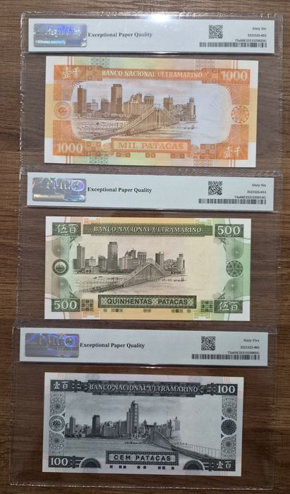 Lote notas macau banco ultramarino