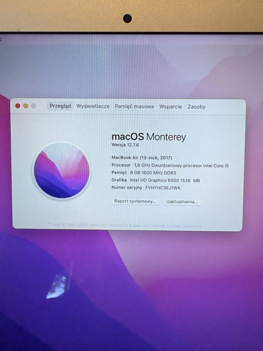 Apple Macbook Air 2017r 256gb!