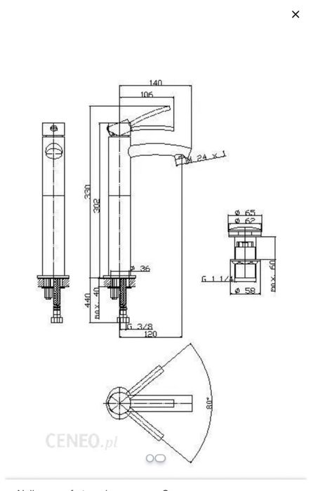 Bisk nablatowa bateria umywalkowa 32 cm