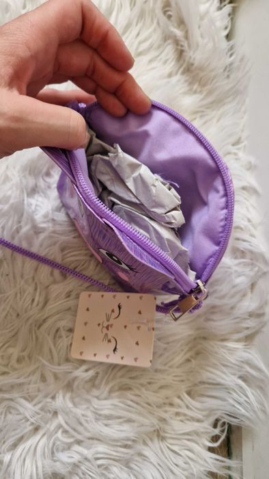 Torebka fioletowa kotek dla małej modnisi Nowa