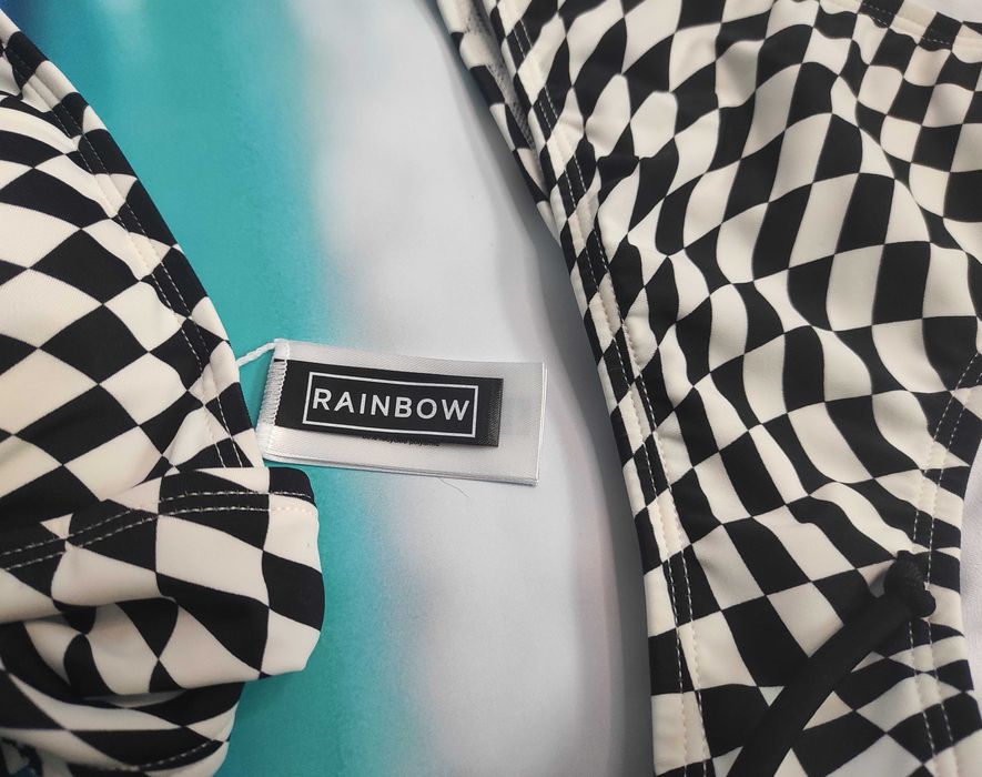 Bikini czarno-białe szachownica Rainbow