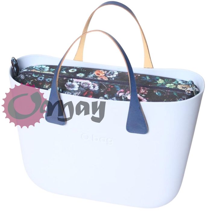 Granatowy organizer do OBAG STANDARD ogród kwiaty 2 kieszenie OMAY
