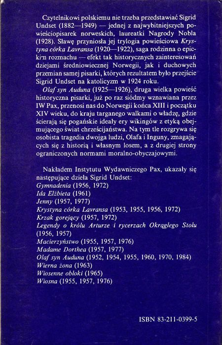 Olaf syn Auduna Sigrid Undset tom 1