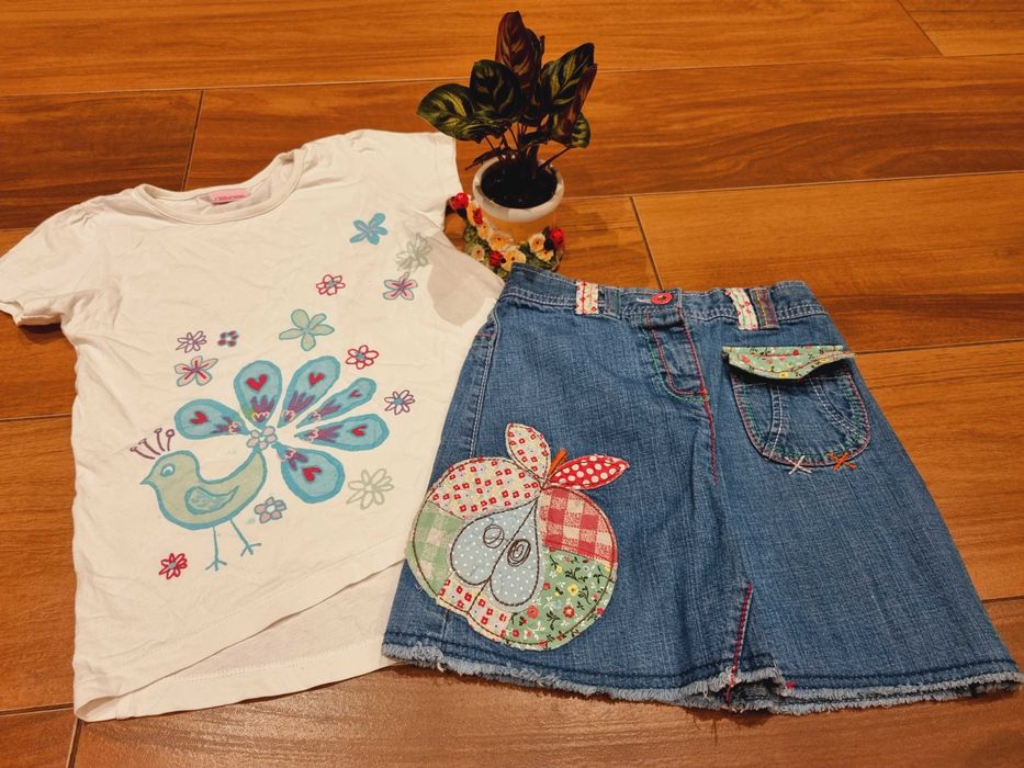 Spódniczka jeansowa R 110 spódnica dżinsowa na gumce aplikacje