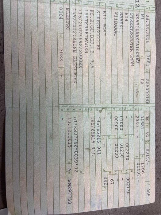 Samochód Elektryczny - Elektroauto StreetScooter B14 Post