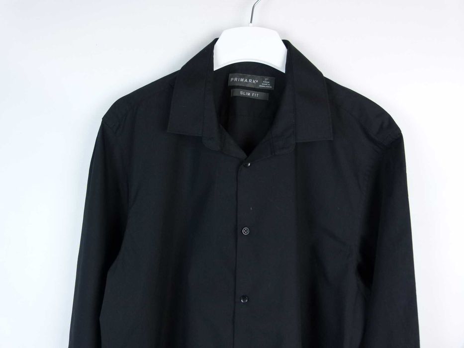 Primark elegancka czarna koszula slim fit 17" / 43 cm - XL