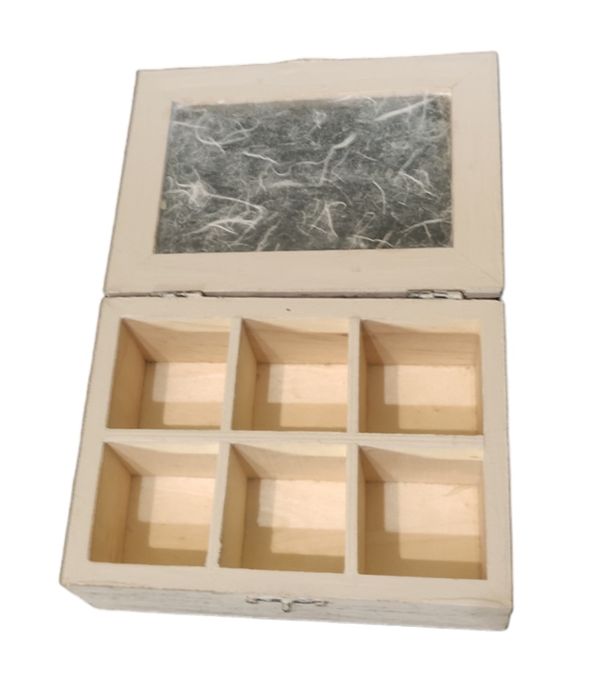 Szkatułka 6 przegródek 14x10 cm, drewniana decoupage ręcznie zdobiona