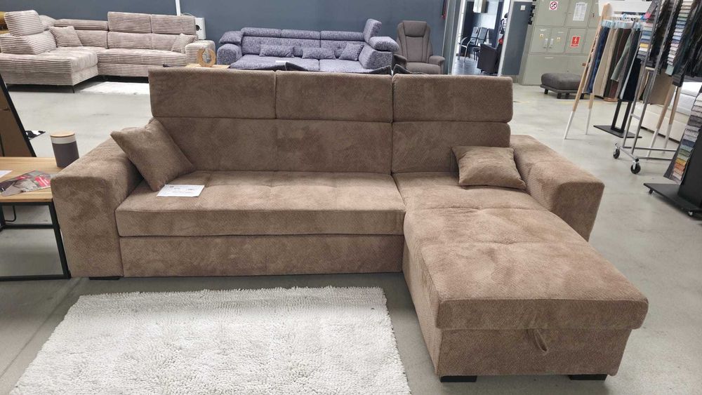 Narożnik DIVO 275x165 cm | Funkcja spania | Pojemnik | Regulowane zagłówki
