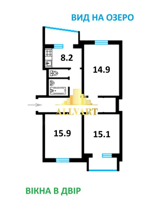 Продаж 3 кімнатної квартири з ремонтом, Березняки, пр Тичини 3й поверх
