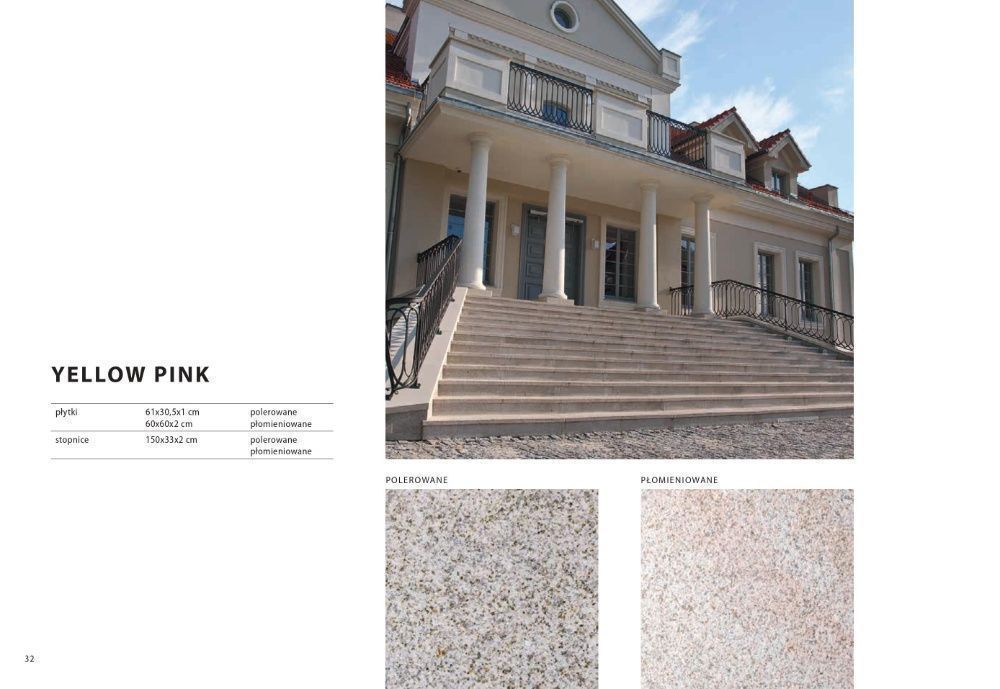 Stopień Granit G682 żółty Yellow Pink poler 150x33x2 / schody/ parapet /płomień schody stopnie schodowe