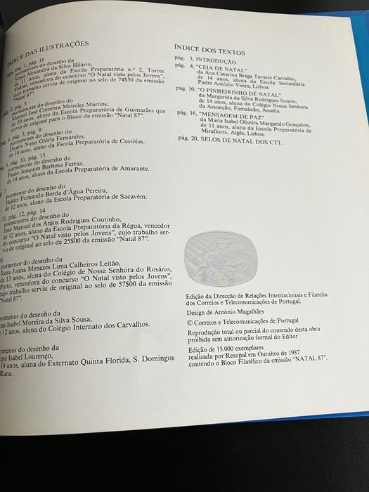 Livro Natal  Edição 1987 Correios e Telecomunicações