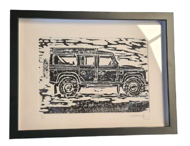 Land Rover Defender Linogravura 32x41cm
