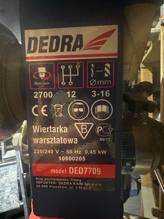 Wiertarka kolumnowa słupowa Dedra