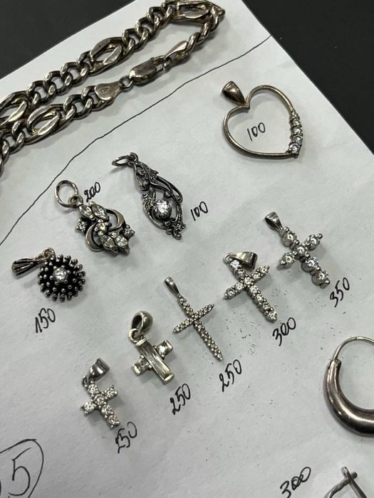 Срібні Сережки жіночі дитячі кулон хрестик