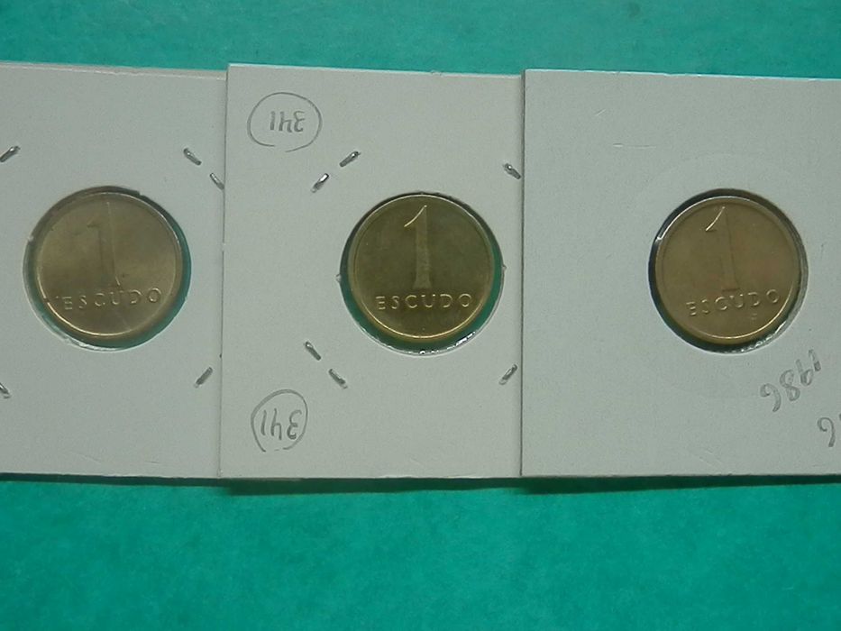 1052 - República: série 1 escudo 1981 a 1986 latão, por 2,50